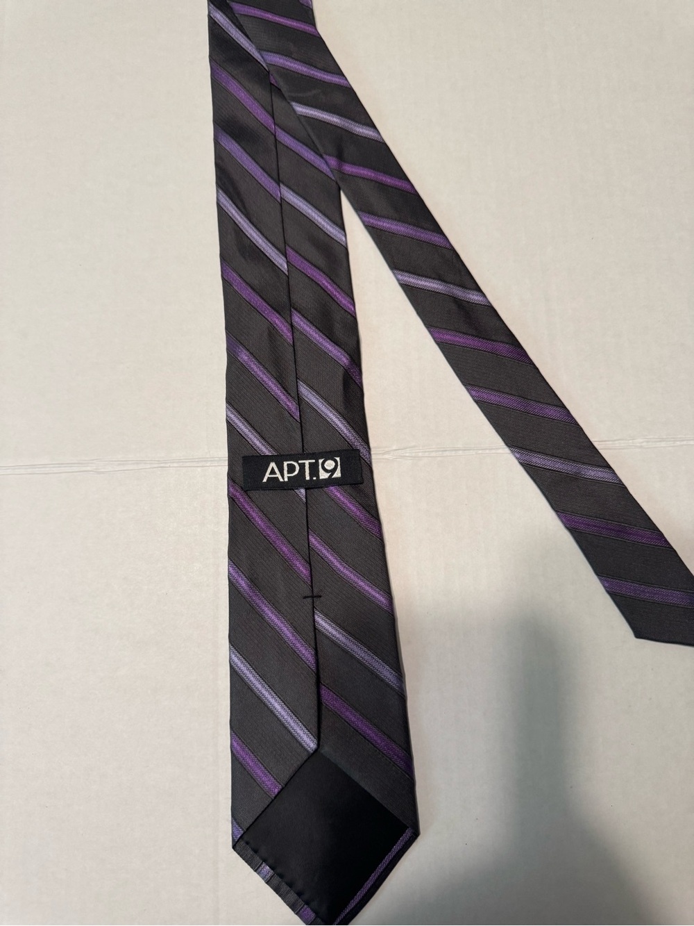 Apt. 9 Black Tie with Purple and Gray Diagonal Stripes